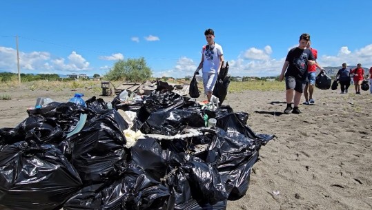 Shkodër/ Të rinjtë aksion për pastrimin e plazhit të Velipojës, grumbullojnë 70 thasë me mbetje