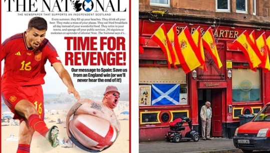 Rivalitet në ishull, tifozët e Skocisë bëjnë tifo për Spanjën