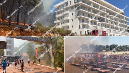 Përkeqësohet situata në Shëngjin/ Zjarri rrethon 'Inheritor resort' tek Rana e Hedhun, zbret dhe në breg e djeg çadra plazhi e një lokal! Evakuohet! Shikoni videot 