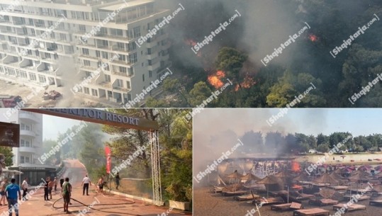 Zjarri në Shëngjin/ Dy avionë Canader dhe një helikopter ndërhyjnë nga ajri për të shuar flakët! Evakuohen banorët e lagjes pranë portit (VIDEO + FOTO)