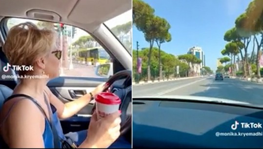 Kryemadhi shijon jetën pas ndarjes nga Meta, bën xhiro me makinë rrugëve të Tiranës me kafe në dorë (VIDEO)