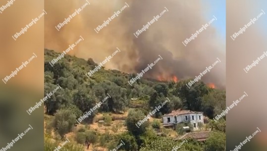 Delvinë/ Zjarr i madh mes fshatrave Vllahat dhe Kostar, flakët rrezikojnë banesat