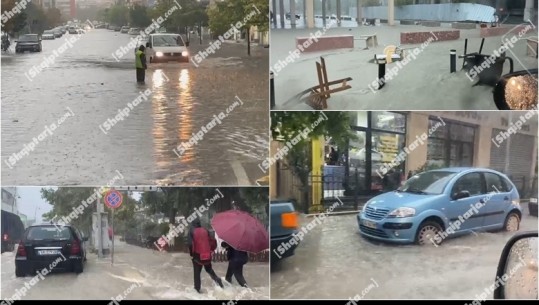 Moti i keq/ Vlora nën ujë, shiu përmbyt rrugët kryesore