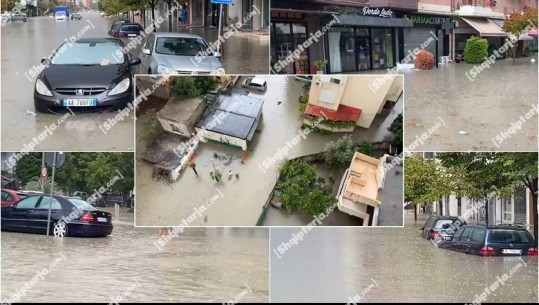 Moti i keq/ Vlora e Fieri nën ujë, shiu përmbyt rrugët kryesore! Raportohet për dëme në biznese, banesa! Në një lagje, uji merr me vete tavolinat e çadrat e lokalit