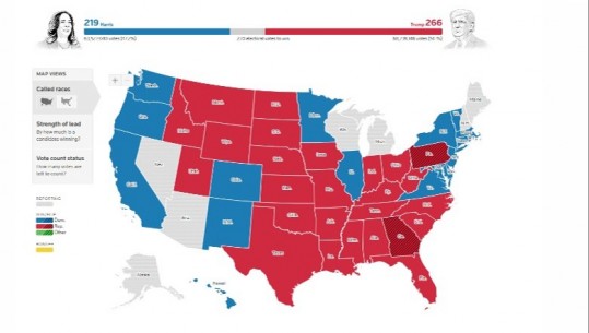 LIVE-  Zgjedhjet në SHBA/ Trump merr edhe Pensilvaninë e feston: Unë jam presidenti i 47-të! Do ta bëjmë Amerikën të madhe përsëri! Fiton dhe Xhorxhian, Karolinën e Veriut! Republikanët fitojnë dhe senatin