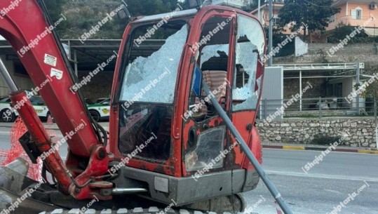 Sarandë/ Goditet mjeti i punimeve në rrugë nga persona të paidentifikuar (FOTO)