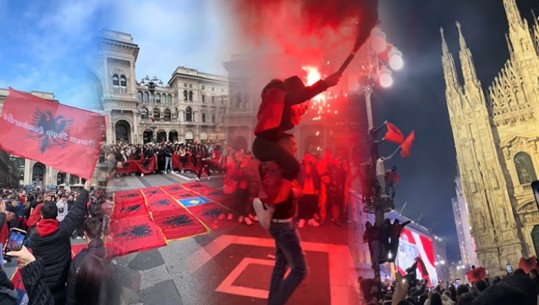 VIDEOLAJM/ Sheshi 'Duomo' i Milanos kuq e zi për 28 Nentor! Shikoni festën e shqiptarëve në Itali deri në mbrëmje vonë