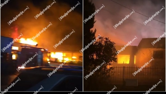 Zjarr i madh në një fabrikë këpucësh në Kurbin, rrezikohen banesa! Zjarrfikësit në luftë më flakët, bllokohet aksi Milot-Laç (VIDEO)