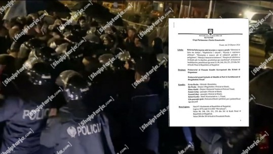 Protesta/ PD kallëzon në SPAK dhe te Prokuroria e Tiranës ministrin Hoxha, kryepolicin Proda dhe zinxhirin komandues: Ushtruan dhunë! (DOKUMENTI)