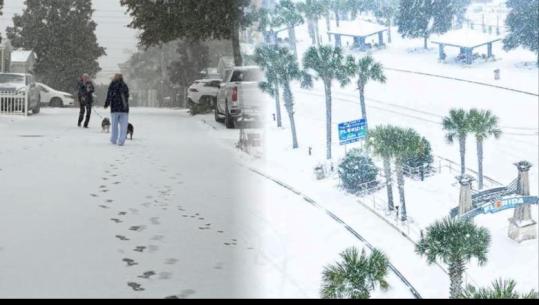 Stuhia në SHBA, dëbora zbardh edhe plazhet në Florida