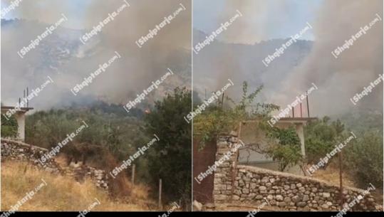 Delvinë, zjarr në fshatin Kalasë afër banesave! Zjarrfikësit dhe banorët po punojnë për shuarjen  