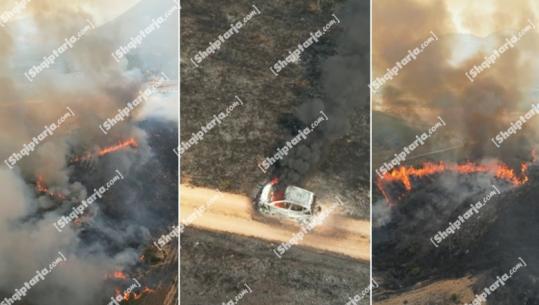 Pamjet 'apokaliptike' me dron nga Delvina, zjarret shkrumbojnë sipërfaqe të mëdha, digjet edhe një mjet