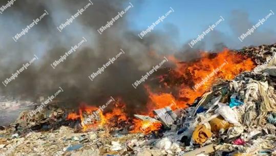 Vijon zjarri në fushën e mbetjeve në Vlorë, flakët përhapen me shpejtësi (VIDEO)