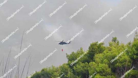 Vlorë/ Vijon zjarri në pyllin me pisha në Akërni, ndërhyn helikopteri