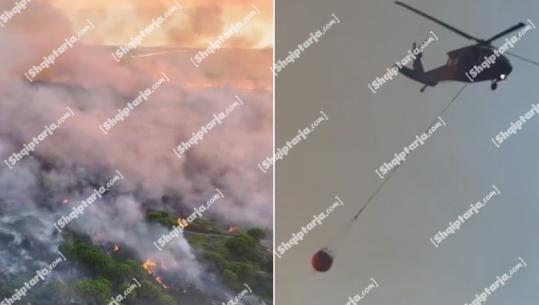 Vijon zjarri në pyllin e Poros në Vlorë, era e fortë riaktivizon disa vatra, në ndihmë edhe 2 helikopterë! Thirrje për evakuime (PAMJE ME DRON)