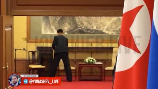 Çështje sigurie? Stafi koreano-verior pastron mobiljet që preku lideri i tyre pas takimit me Putin! Marrin edhe gotën që përdori (VIDEO)