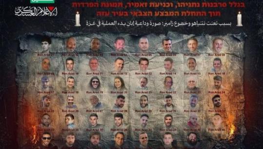 Hamasi publikon posterin me fotografitë e 48 pengjeve me mbishkrimin ‘Ron Arad’, mesazh lamtumire?