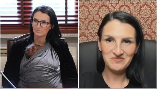 Në punë me foshnjen në krah, deputetja Gjuzi për Report Tv: Nuk më pengon të jap kontributin tim