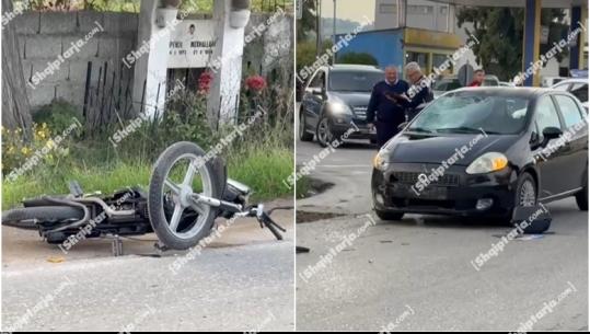 Aksident i dyfishtë në aksin Fier- Levan/ Makina përplaset me motoçikletën, plagoset një nga drejtuesit (VIDEO)