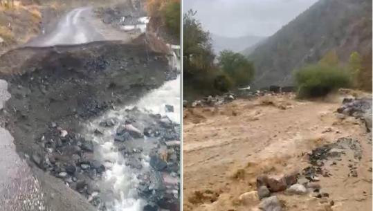Reshjet e shiut/ Shembet rruga që lidh fshatin Thirrë në Mirditë me Rrugën e Kombit! Dëmtohen disa ura (VIDEO)