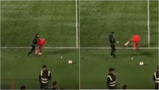 VIDEO/ Trajneri i Partizanit U-18 shtyn dhe hedh në tokë futbollistin e tij, kërkon falje për gjestin