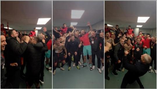 Sylvinho si kurrë më parë, festë e çmendur në dhomat e zhveshjes pas arritjes së ‘play-off’ me Shqipërinë (VIDEO)