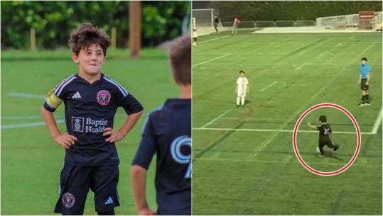 VIDEO/ 'Nuk kërkohet test ADN-je', djali i vogël i Lionel Messit shënon gol spektakolar nga goditja e dënimit