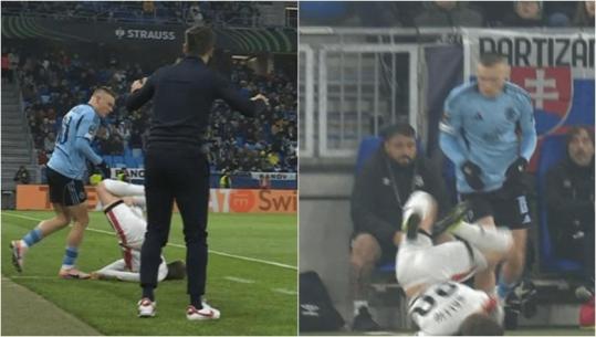 Ivan Balliu 'bën me zemër' tifozët, rrëzim i frikshëm gjatë ndeshjes në Conference League! Zëvendësohet pas 32 minutash lojë