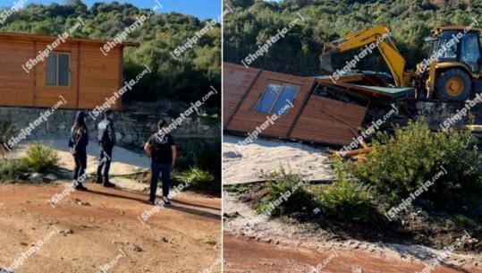 Ishte vendosur në mënyrë të paligjshme, IMT shemb një objekt prej druri në Ksamil