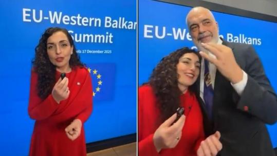 Osmani në Bruksel: Kosovës i hiqen të gjitha sanksionet nga janari! Rama e përqafon: Meritë e jotja (VIDEO)