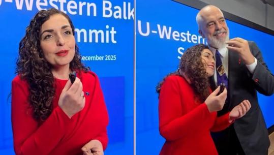 Osmani në Bruksel: Kosovës i hiqen të gjitha sanksionet nga janari! Rama e përqafon: Meritë e jotja (VIDEO)