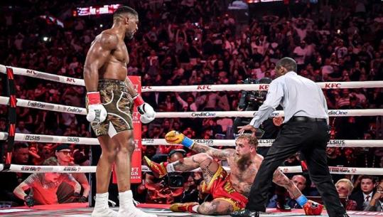 VIDEO/ Goditje shkatërruese, Anthony Joshua hedh në tapet Jake Paul dhe fiton me 'K.O.'