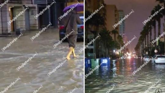 Moti i keq/ Përmbyten rrugët te Stadiumi dhe te ‘Vollga’ në Durrës, vështirësi në qarkullim (VIDEO)