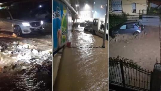 Përmbytet lagjja ‘18 Shtatori’ në Gjirokastër, uji vërshon nëpër rrugët e qytetit, bizneset nën ujë