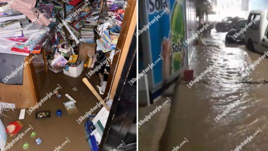 Reshjet e dendura të shiut, uji vërshon brenda bizneseve në lagjen ’18 Shtatori’ në Gjirokastër