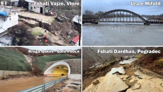 Moti i keq/ Vjosa del nga shtrati në Mifol, 13 familje të evakuuara! Përmbytje në Pogradec, rrëshqitje dherash në Qukës-Qafë Plloçë! Bllokohet aksi Gjirokastër-Tepelenë