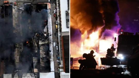 Subjekte të shkrumbuara totalisht, Report Tv sjell pamjet me dron nga zjarri te tregu i ish-Uzinës Dinamo! Zona nën 'pushtetin' e tymit (VIDEO)
