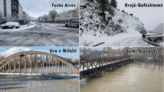 Moti i keq në Shqipëri/ Lumenjtë dalin përsëri nga shtrati, hidrocentrali i Fierzës nis shkarkimet! Bllokohet aksi Krujë-Qafështamë dhe Fushë-Arrëz-Iballë nga dëbora