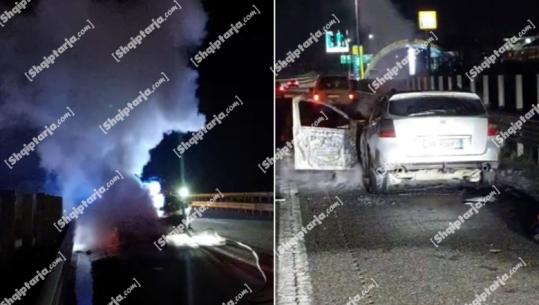 Lezhë/ Merr flakë në ecje mjeti në autostradën Milot–Mamurras, shpëton mrekullisht drejtuesi i mjetit 