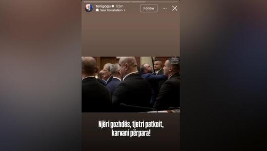 FOTOLAJM/ Opozita kaos në sesion e ri parlamentar, Toni Gogu publikon foto nga Kuvendi: Njëri gozhdës, tjetri patkoit, karvani përpara