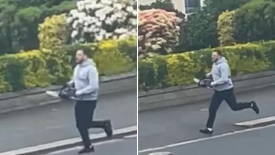 Dalin pamjet! Momentet kur Liridon Kastrati përndjek policin skocez me sharrë elektrike