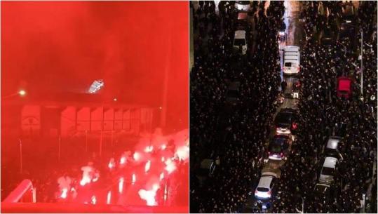 VIDEO/ 'Brohorimat e fundit', trupat e shtatë tifozët të ndjerë të PAOK-ut dërgohen në stadiumin 'Toumba'! Mijëra ultras i presin me flakadanë