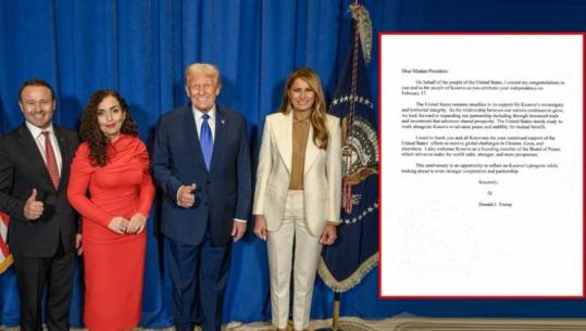 Donald Trump letër Vjosa Osmanit në prag të 18 vjetorit të pavarësisë: Mbështesim fuqishëm sovranitetin dhe integritetin territorial të Kosovës