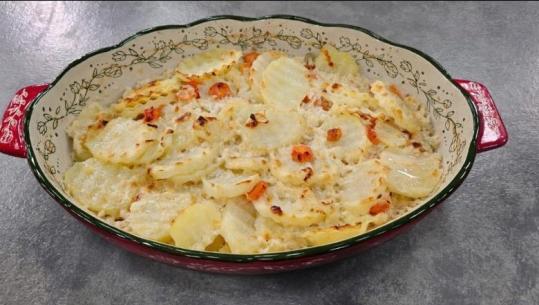 Patate me salcë qumështi dhe kaçkavall në furrë nga zonja Albana