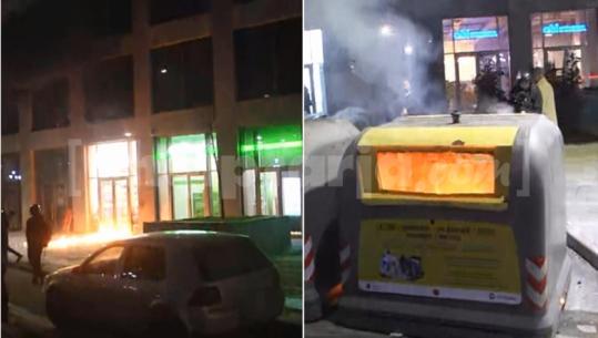 Marshohet drejt drejtorisë së Policisë së Shtetit/ Militantët e PD hedhin molotovë në koshat e mbeturinave dhe në derën e një biznesi