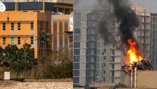 Sulmi mbi ambasadën amerikane në Bagdad, ndërtesa mes tymit e flakëve