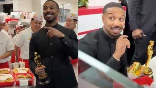 Vakt kampionësh! Michael B. Jordan e feston çmimin Oscar me… hamburger