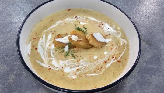 Supë krem me mish dhe perime pranverore nga zonja Albana 