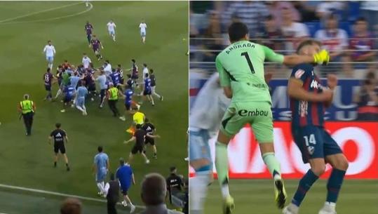 VIDEO/ Sherr masiv në kampionatin spanjoll, portieri godet me grusht kapitenin rival! Jepen tre kartona të kuq