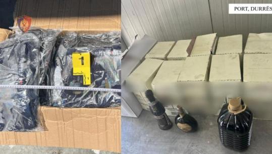 Kontrabanda në Portin e Durrësit, sekuestrohen 3300 palë veshje dhe qindra litra pije alkoolike pa faturë, një i arrestuar dhe një nën hetim